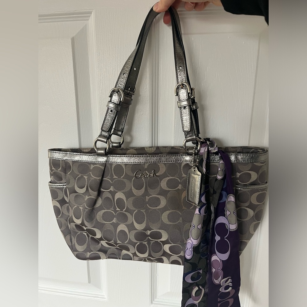 Grey C Coach Purse